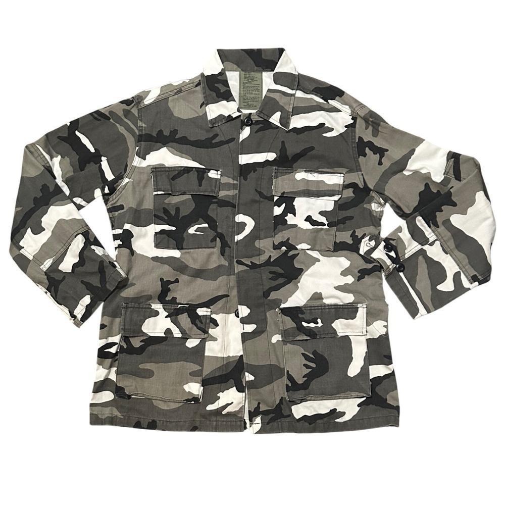 Vintage Woodland Camouflage Combat Coat Jacket Mens Large Regular Military USA